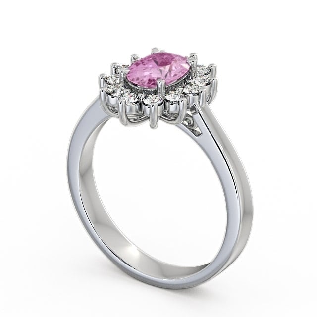 Cluster Pink Sapphire and Diamond 1.42ct Ring 9K White Gold - Ailstone CL1GEM_WG_PS_SIDE