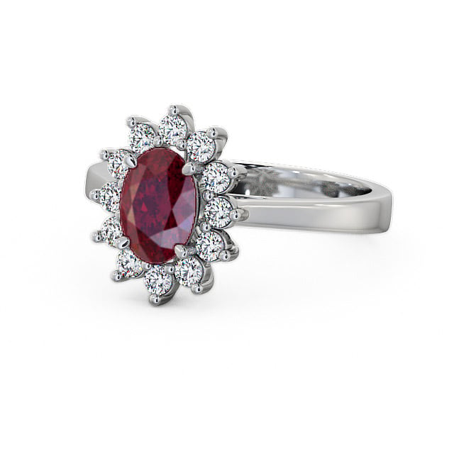 Cluster Ruby and Diamond 1.42ct Ring 18K White Gold - Ailstone CL1GEM_WG_RU_FLAT