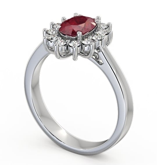  Cluster Ruby and Diamond 1.42ct Ring 18K White Gold - Ailstone CL1GEM_WG_RU_THUMB1 