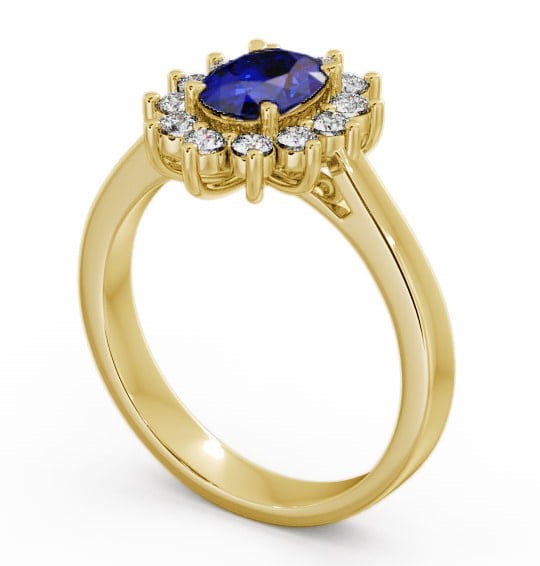  Cluster Blue Sapphire and Diamond 1.42ct Ring 9K Yellow Gold - Ailstone CL1GEM_YG_BS_THUMB1 