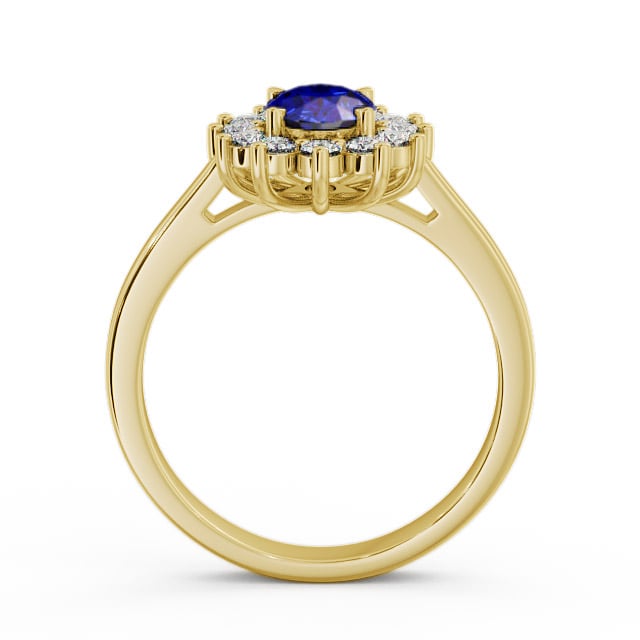 Cluster Blue Sapphire and Diamond 1.42ct Ring 18K Yellow Gold - Ailstone CL1GEM_YG_BS_UP