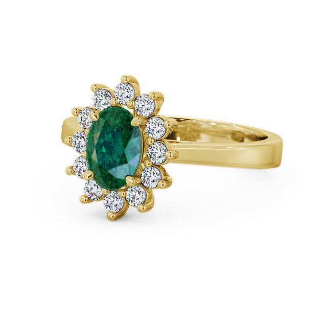 Cluster Emerald and Diamond 1.27ct Ring 18K Yellow Gold - Ailstone CL1GEM_YG_EM_FLAT