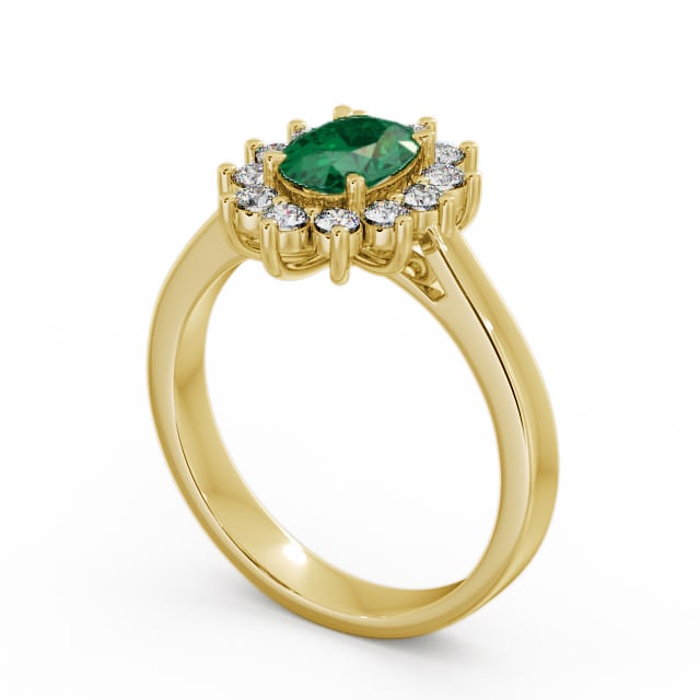 Cluster Emerald and Diamond 1.27ct Ring 18K Yellow Gold - Ailstone CL1GEM_YG_EM_SIDE