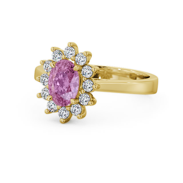 Cluster Pink Sapphire and Diamond 1.42ct Ring 9K Yellow Gold - Ailstone CL1GEM_YG_PS_FLAT
