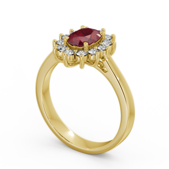 Cluster Ruby and Diamond 1.42ct Ring 9K Yellow Gold - Ailstone CL1GEM_YG_RU_SIDE