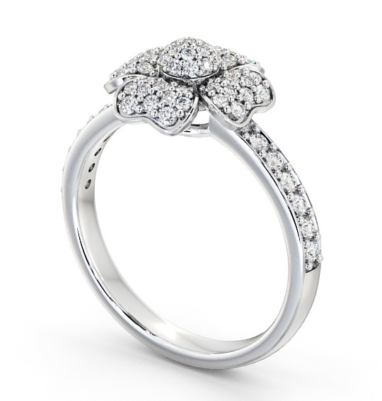 Cluster Round Diamond 0.45ct Floral Design Ring 9K White Gold CL20_WG_THUMB1
