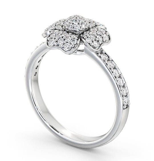 Cluster Round Diamond 0.45ct Floral Design Ring 18K White Gold CL20_WG_THUMB1