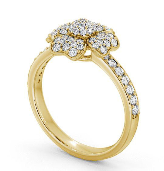 Cluster Round Diamond 0.45ct Floral Design Ring 18K Yellow Gold CL20_YG_THUMB1