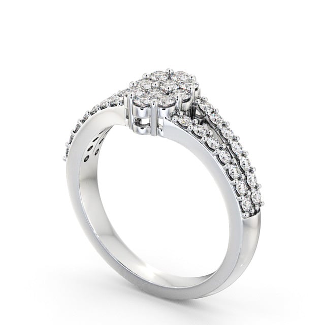 Cluster Diamond Ring 18K White Gold - Chailey CL22_WG_SIDE