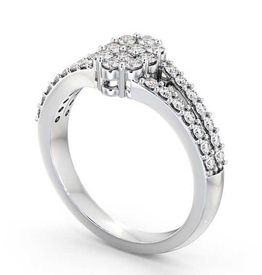 Cluster Diamond Unique Style Ring 18K White Gold CL22_WG_THUMB1