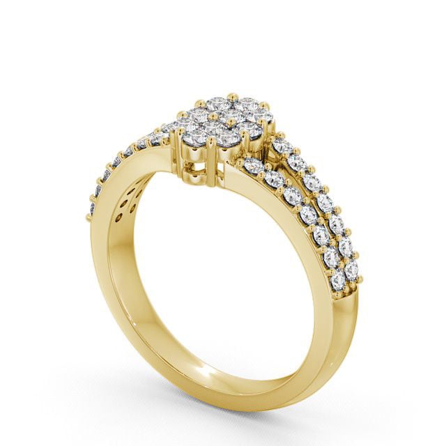 Cluster Diamond Ring 18K Yellow Gold - Chailey CL22_YG_SIDE