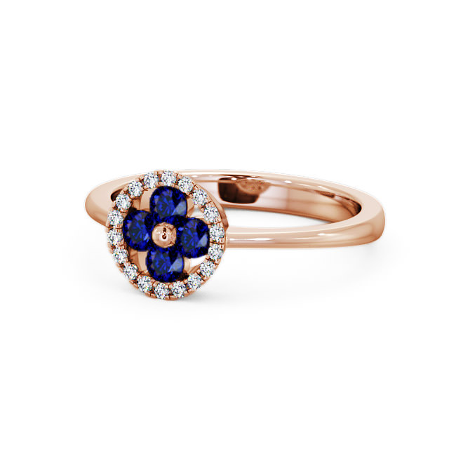Cluster Blue Sapphire and Diamond 0.43ct Ring 18K Rose Gold - Allonby CL23GEM_RG_BS_FLAT