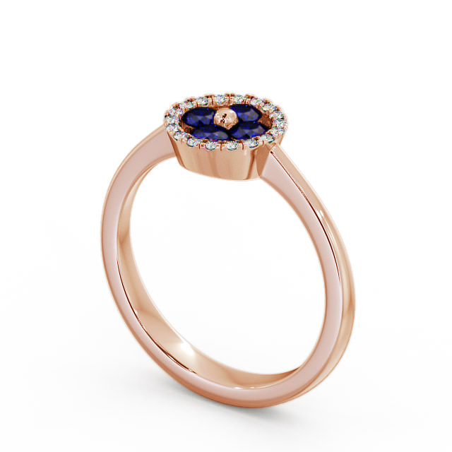 Cluster Blue Sapphire and Diamond 0.43ct Ring 18K Rose Gold - Allonby CL23GEM_RG_BS_SIDE