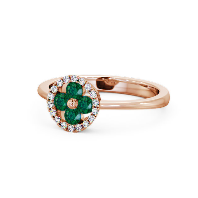 Cluster Emerald and Diamond 0.35ct Ring 18K Rose Gold - Allonby CL23GEM_RG_EM_FLAT