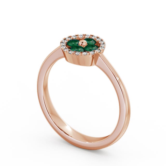 Cluster Emerald and Diamond 0.35ct Ring 9K Rose Gold - Allonby CL23GEM_RG_EM_SIDE