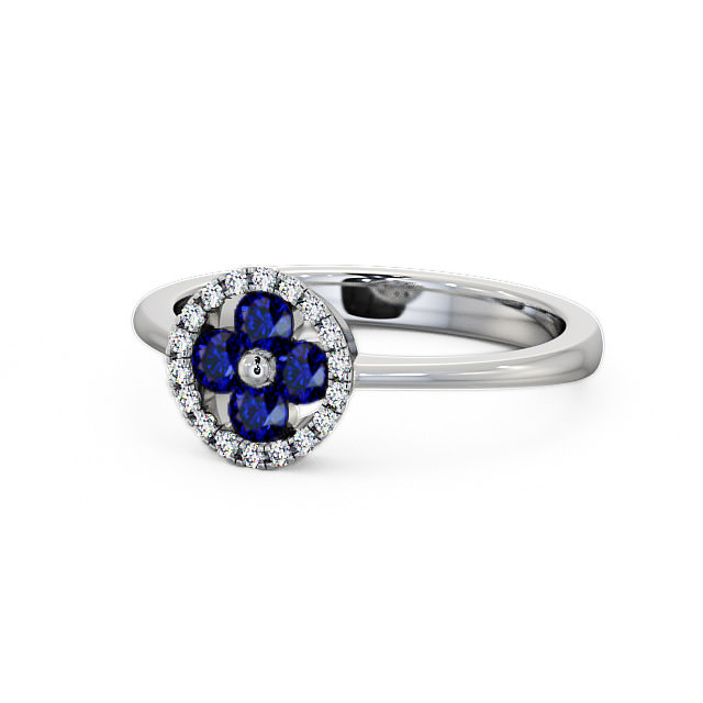Cluster Blue Sapphire and Diamond 0.43ct Ring Palladium - Allonby CL23GEM_WG_BS_FLAT