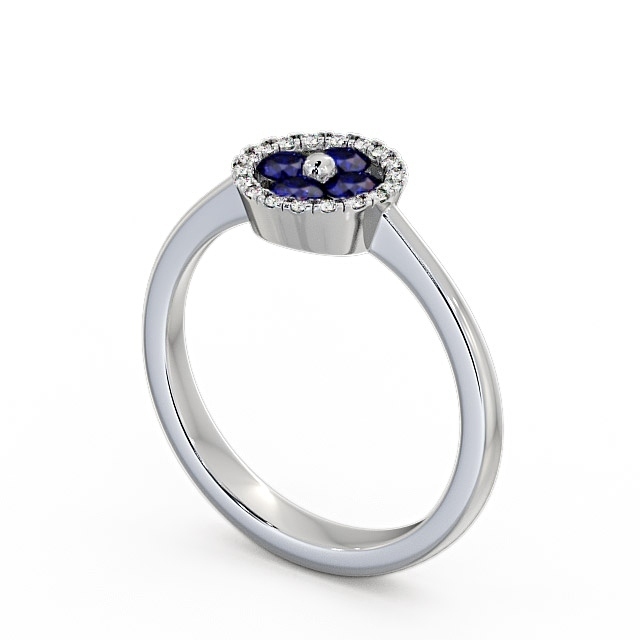 Cluster Blue Sapphire and Diamond 0.43ct Ring Palladium - Allonby CL23GEM_WG_BS_SIDE