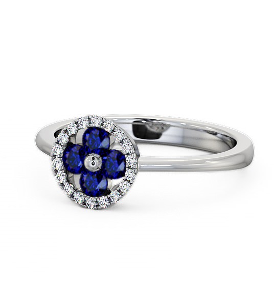  Cluster Blue Sapphire and Diamond 0.43ct Ring Platinum - Allonby CL23GEM_WG_BS_THUMB2 