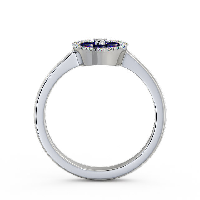 Cluster Blue Sapphire and Diamond 0.43ct Ring 18K White Gold - Allonby CL23GEM_WG_BS_UP