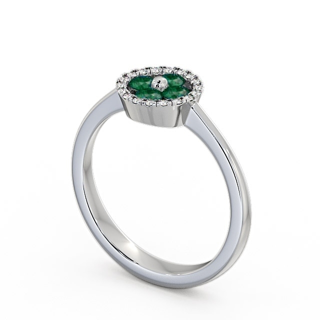 Cluster Emerald and Diamond 0.35ct Ring 9K White Gold - Allonby CL23GEM_WG_EM_SIDE
