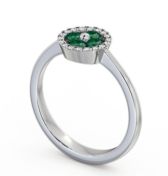 Cluster Emerald and Diamond 0.35ct Ring 18K White Gold CL23GEM_WG_EM_THUMB1