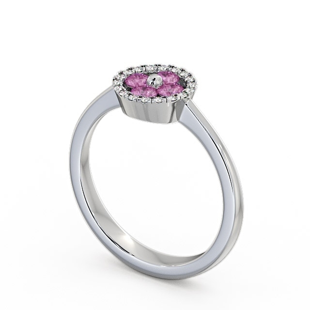 Cluster Pink Sapphire and Diamond 0.43ct Ring 18K White Gold - Allonby CL23GEM_WG_PS_SIDE