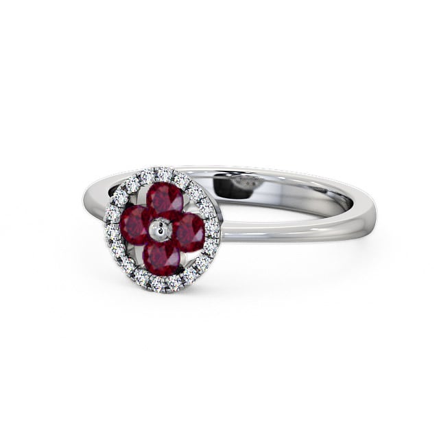 Cluster Ruby and Diamond 0.43ct Ring Platinum - Allonby CL23GEM_WG_RU_FLAT