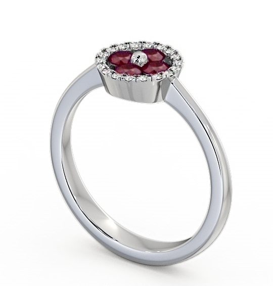 Cluster Ruby and Diamond 0.43ct Ring 18K White Gold - Allonby CL23GEM_WG_RU_THUMB1