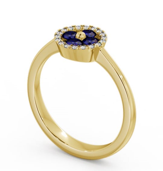 Cluster Blue Sapphire and Diamond 0.43ct Ring 9K Yellow Gold - Allonby CL23GEM_YG_BS_THUMB1