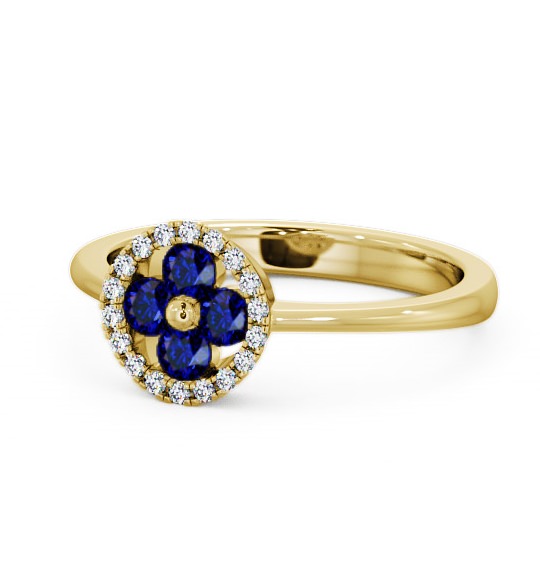  Cluster Blue Sapphire and Diamond 0.43ct Ring 9K Yellow Gold - Allonby CL23GEM_YG_BS_THUMB2 