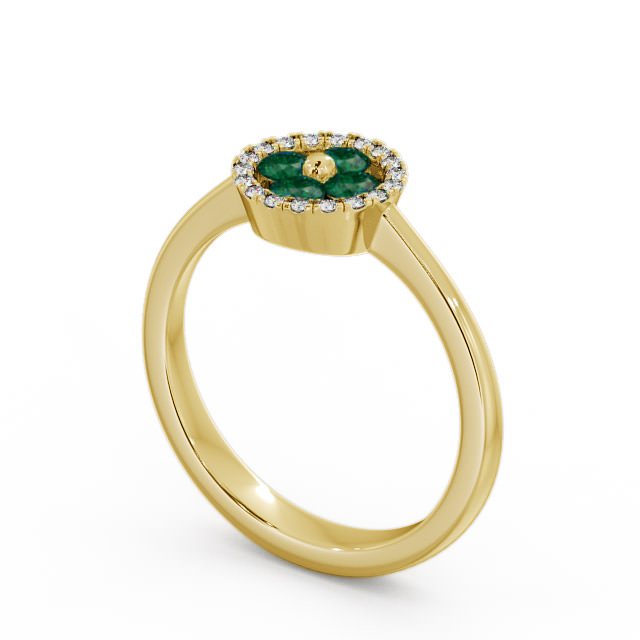 Cluster Emerald and Diamond 0.35ct Ring 18K Yellow Gold - Allonby CL23GEM_YG_EM_SIDE