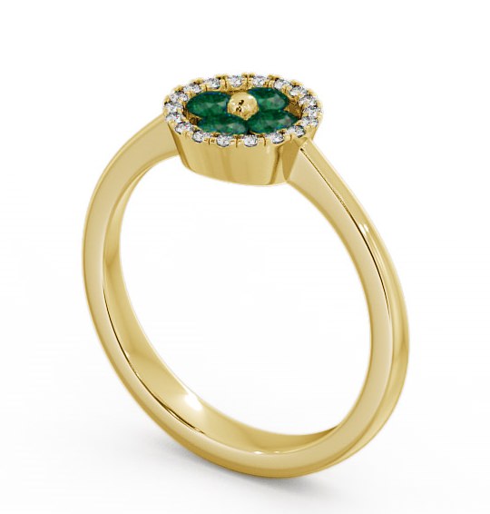 Cluster Emerald and Diamond 0.35ct Ring 18K Yellow Gold CL23GEM_YG_EM_THUMB1