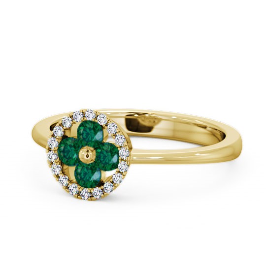  Cluster Emerald and Diamond 0.35ct Ring 18K Yellow Gold - Allonby CL23GEM_YG_EM_THUMB2 