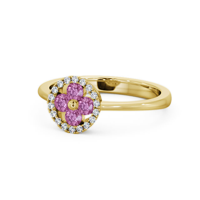 Cluster Pink Sapphire and Diamond 0.43ct Ring 18K Yellow Gold - Allonby CL23GEM_YG_PS_FLAT