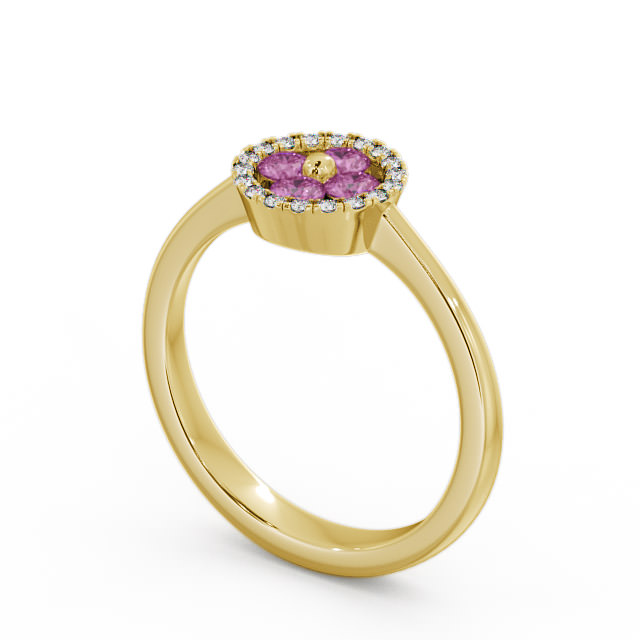 Cluster Pink Sapphire and Diamond 0.43ct Ring 9K Yellow Gold - Allonby