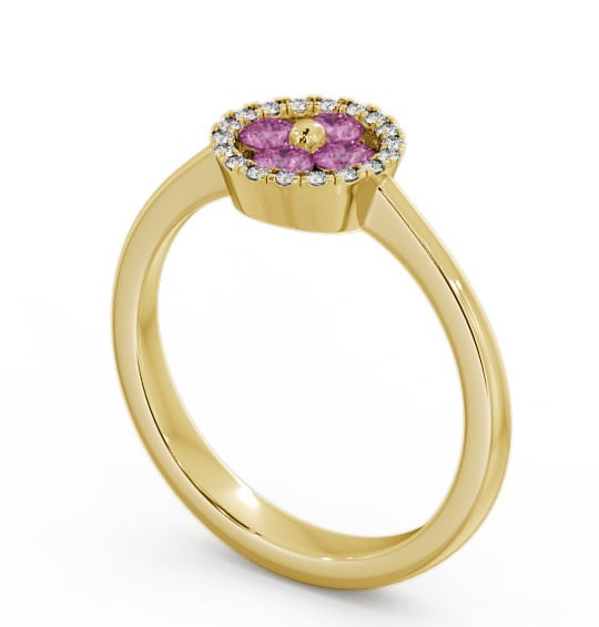 Cluster Pink Sapphire and Diamond 0.43ct Ring 9K Yellow Gold CL23GEM_YG_PS_THUMB1