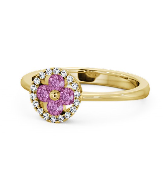  Cluster Pink Sapphire and Diamond 0.43ct Ring 9K Yellow Gold - Allonby CL23GEM_YG_PS_THUMB2 