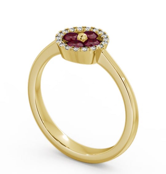 Cluster Ruby and Diamond 0.43ct Ring 9K Yellow Gold - Allonby CL23GEM_YG_RU_THUMB1