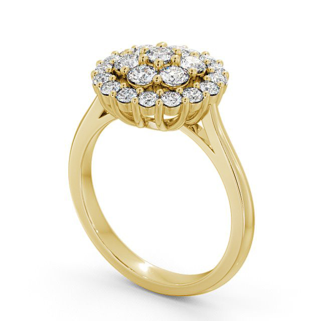 Cluster Diamond Ring 18K Yellow Gold - Kaimes CL24_YG_SIDE