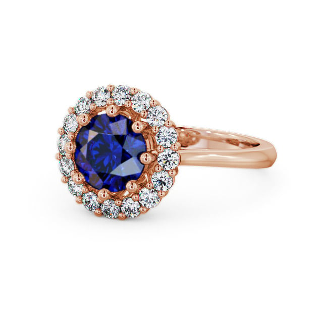 Halo Blue Sapphire and Diamond 2.00ct Ring 18K Rose Gold - Kaimes CL24GEM_RG_BS_FLAT