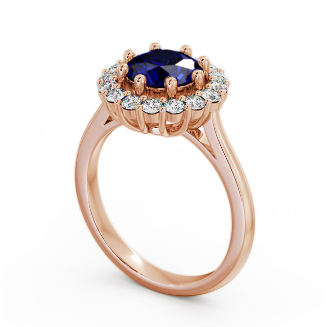 Halo Blue Sapphire and Diamond 2.00ct Ring 18K Rose Gold - Kaimes CL24GEM_RG_BS_SIDE