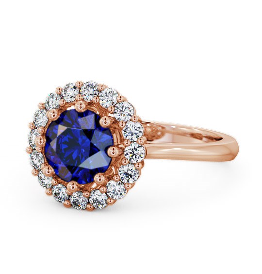  Halo Blue Sapphire and Diamond 2.00ct Ring 9K Rose Gold - Kaimes CL24GEM_RG_BS_THUMB2 
