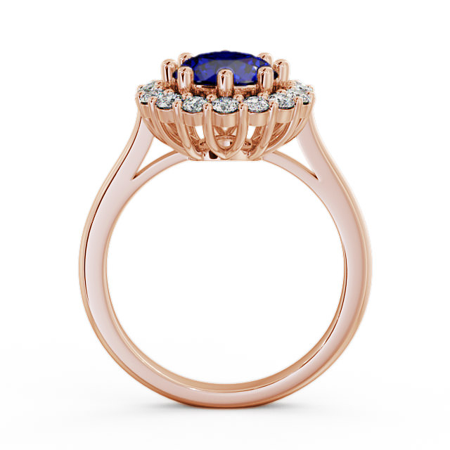 Halo Blue Sapphire and Diamond 2.00ct Ring 18K Rose Gold - Kaimes CL24GEM_RG_BS_UP