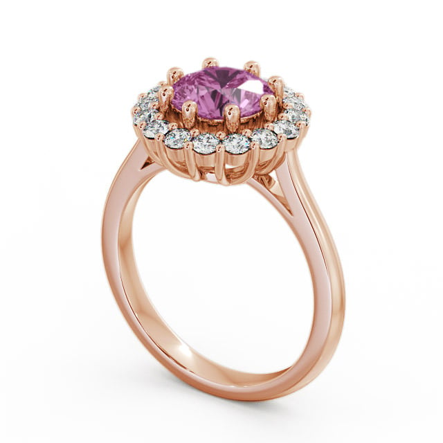 Halo Pink Sapphire and Diamond 2.00ct Ring 18K Rose Gold - Kaimes CL24GEM_RG_PS_SIDE