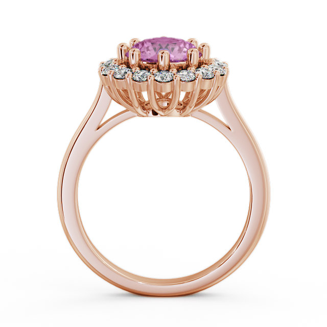 Halo Pink Sapphire and Diamond 2.00ct Ring 18K Rose Gold - Kaimes CL24GEM_RG_PS_UP
