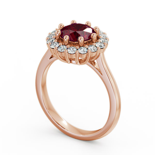 Halo Ruby and Diamond 2.00ct Ring 18K Rose Gold - Kaimes