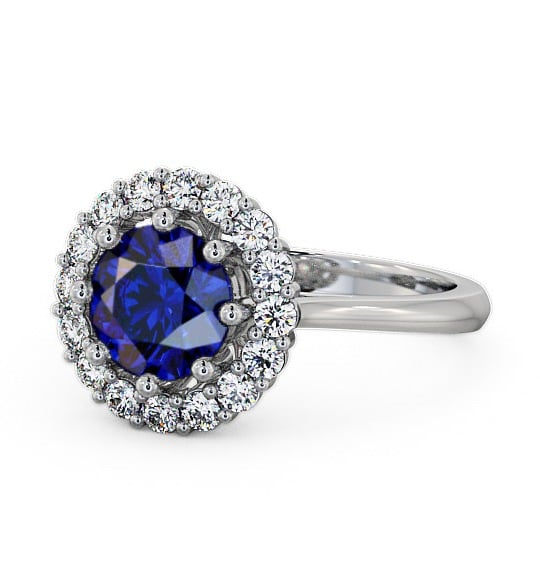  Halo Blue Sapphire and Diamond 2.00ct Ring 9K White Gold - Kaimes CL24GEM_WG_BS_THUMB2 