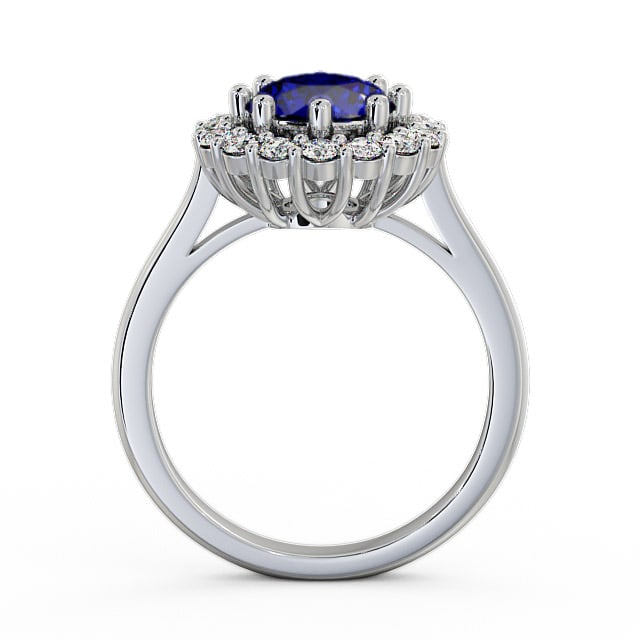 Halo Blue Sapphire and Diamond 2.00ct Ring 9K White Gold - Kaimes CL24GEM_WG_BS_UP