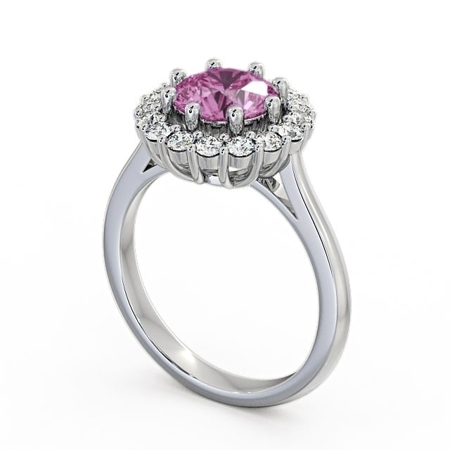 Halo Pink Sapphire and Diamond 2.00ct Ring 9K White Gold - Kaimes CL24GEM_WG_PS_SIDE