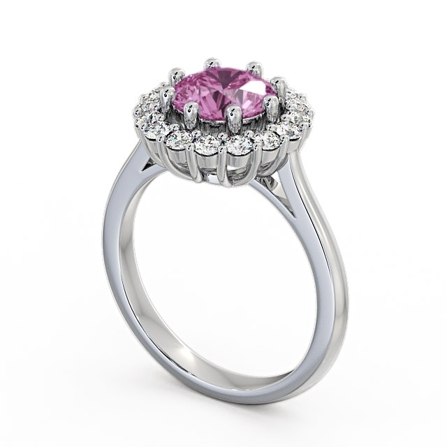 Halo Pink Sapphire and Diamond 2.00ct Ring 18K White Gold Kaimes